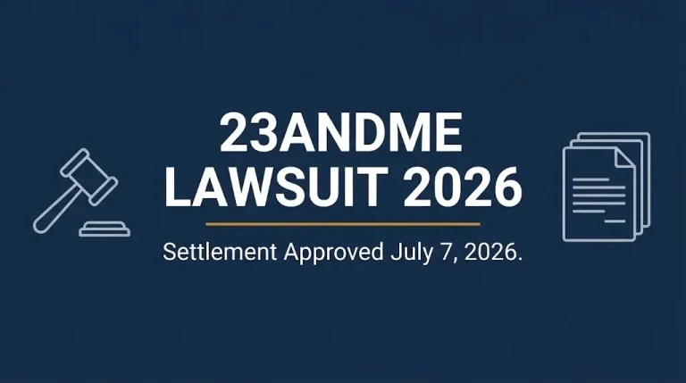23andMe lawsuit 2026 hero banner showing settlement final approval date of July 7, 2026