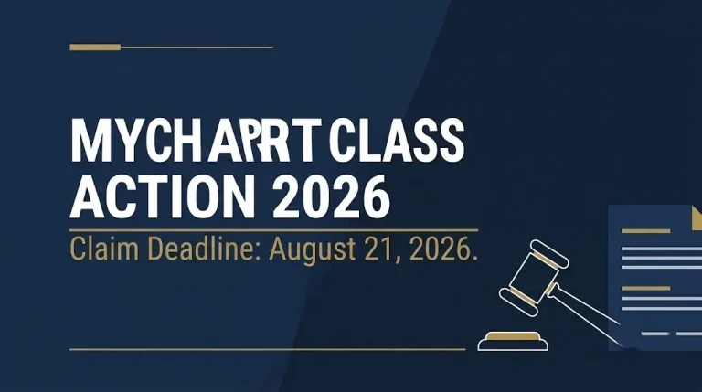 Banner for the 2026 MyChart class action lawsuit showing the August 21, 2026 claim deadline.