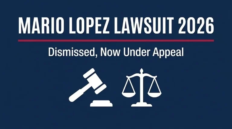Banner for the Mario Lopez lawsuit 2026 update showing the defamation case dismissed and now under appeal.