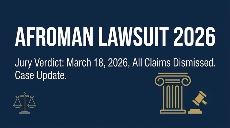 Banner graphic for the Afroman lawsuit 2026 case update showing the March 18, 2026 jury verdict outcome.