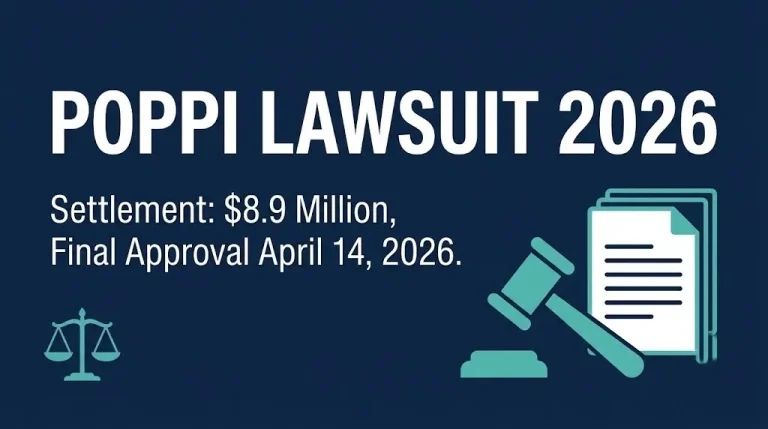 Banner graphic for the Poppi lawsuit 2026 settlement showing the $8.9 million fund and April 14, 2026 final approval date.