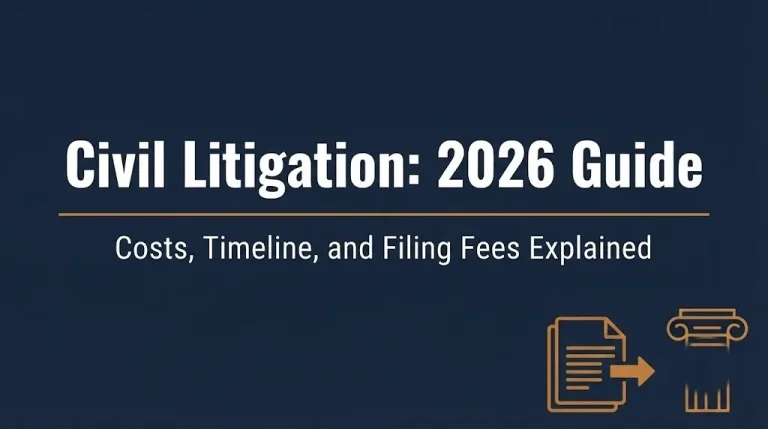 Banner introducing a 2026 guide to civil litigation, covering attorney costs and court filing fees.