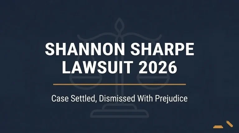 Banner showing Shannon Sharpe lawsuit 2026 status as settled and dismissed with prejudice.