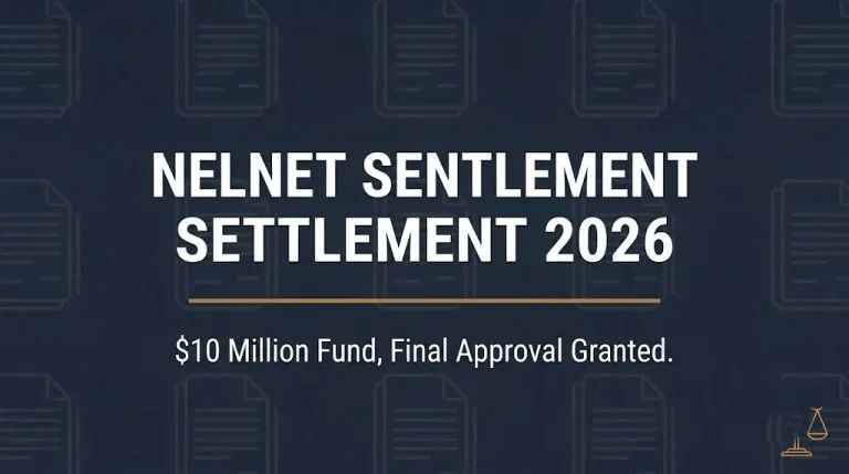 Banner showing the Nelnet settlement 2026 status as a $10 million fund with final court approval.