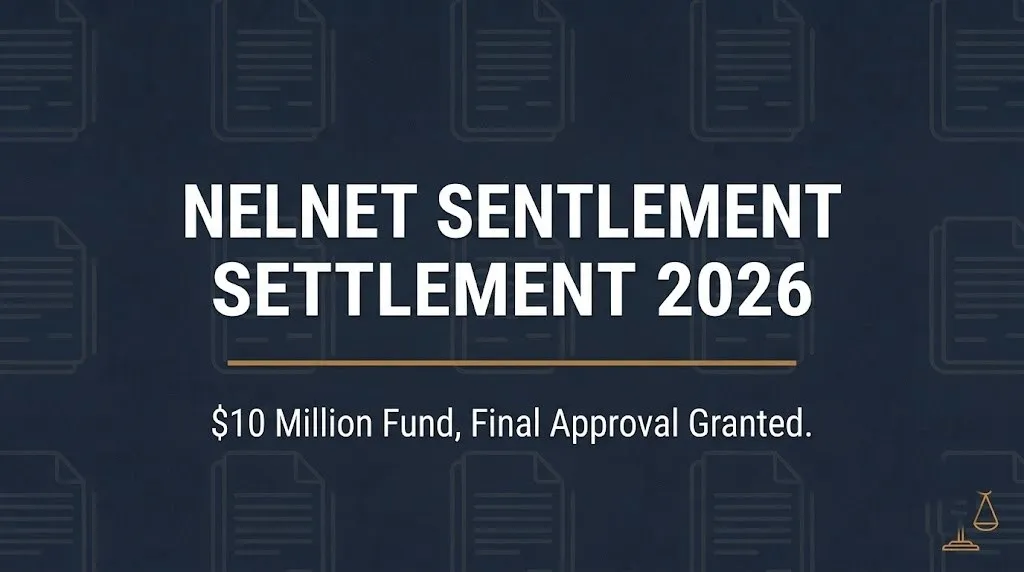 Banner showing the Nelnet settlement 2026 status as a $10 million fund with final court approval.