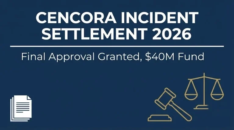 Cencora incident settlement 2026 hero banner showing final approval status and $40 million fund size.