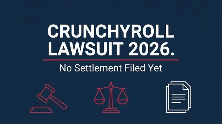 Crunchyroll lawsuit 2026 banner showing no settlement has been filed yet in either active case.