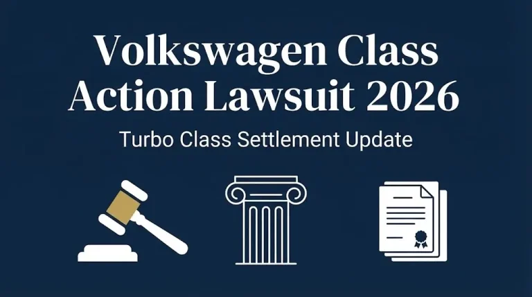 Editorial banner for the Volkswagen class action lawsuit 2026 update covering the Turbo Class Settlement for VW and Audi owners.