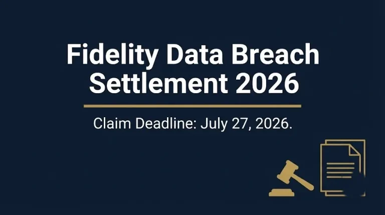 Fidelity data breach settlement 2026 banner showing the July 27 claim filing deadline.