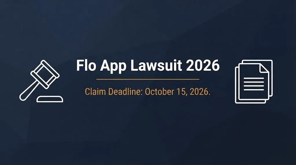 Flo app lawsuit 2026 hero banner showing the October 15 2026 settlement claim deadline