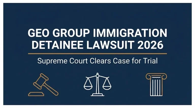GEO Group immigration detainee lawsuit 2026 banner showing the Supreme Court cleared the case for trial.