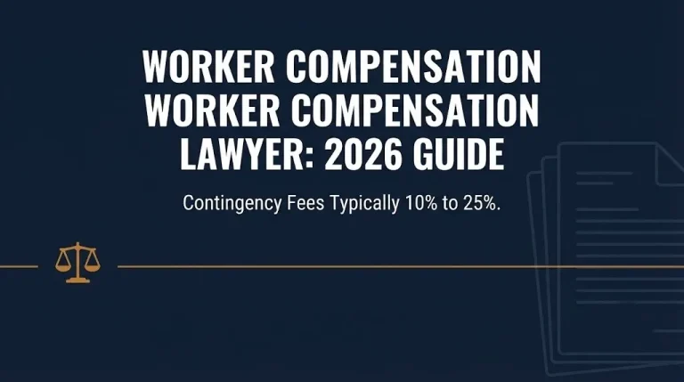 Guide banner on hiring a worker compensation lawyer in 2026 showing typical contingency fee range.