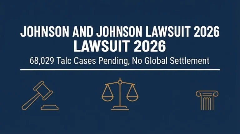 Johnson and Johnson lawsuit 2026 hero banner showing 68,029 pending talc cases and no global settlement.