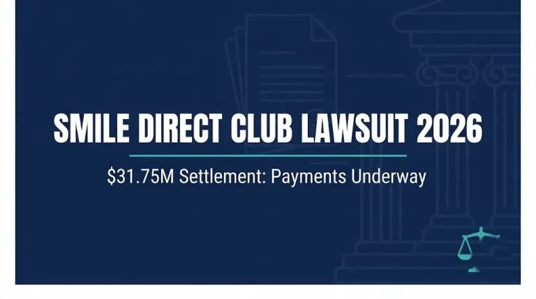 SmileDirectClub lawsuit 2026 banner showing the $31.75 million settlement is now paying claimants