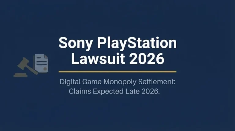 Sony PlayStation Lawsuit 2026 banner with headline Sony PlayStation Lawsuit 2026.