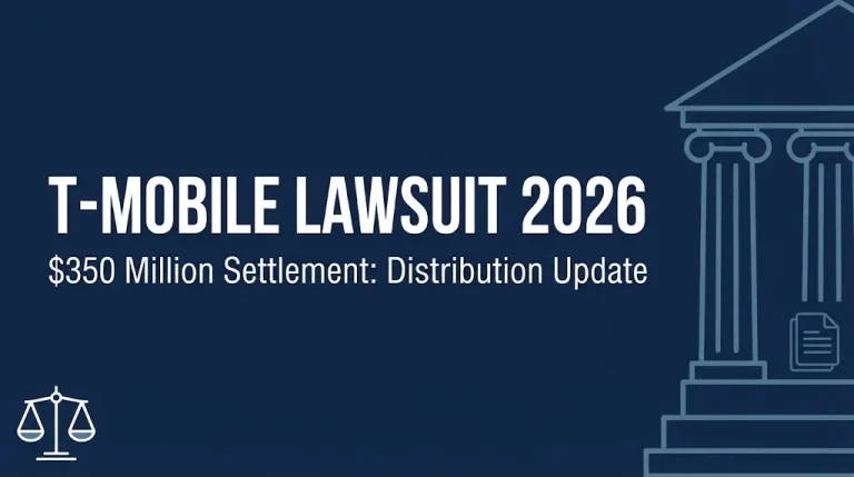 T-Mobile lawsuit 2026 banner showing the $350 million data breach settlement distribution update