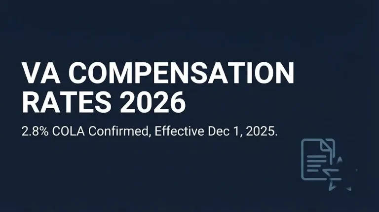VA compensation rates 2026 graphic showing the confirmed 2.8% COLA increase effective December 2025.