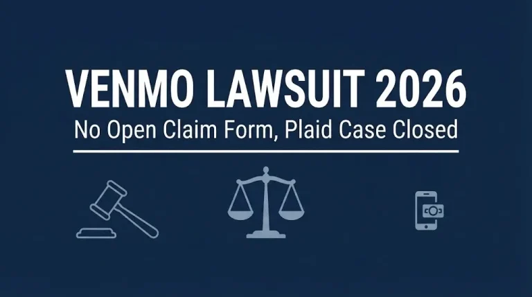 Venmo lawsuit 2026 hero banner noting no open claim form and the closed Plaid settlement status.