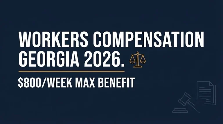 Workers compensation Georgia 2026 banner showing the $800 per week maximum benefit cap.
