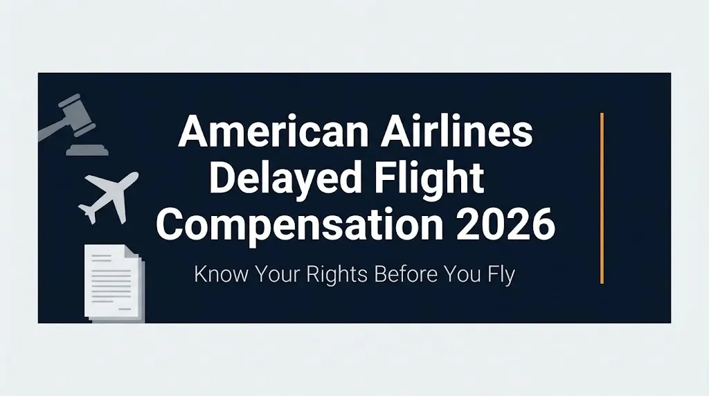American Airlines delayed flight compensation 2026 banner showing passenger rights information.
