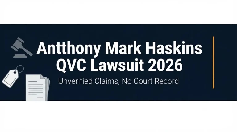 Antthony Mark Haskins QVC lawsuit 2026 banner showing unverified claims and no court record.