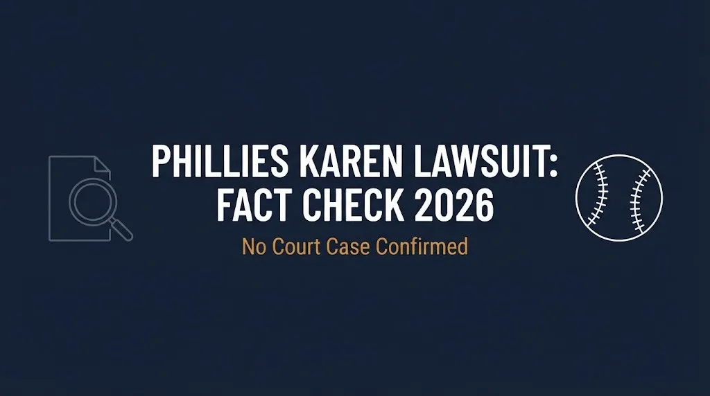 Banner fact-checking the phillies karen lawsuit claim, showing no court case has been confirmed.