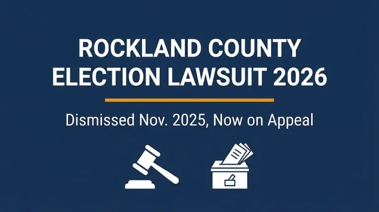 Banner for the Rockland County election lawsuit 2026 update showing dismissal and appeal status.