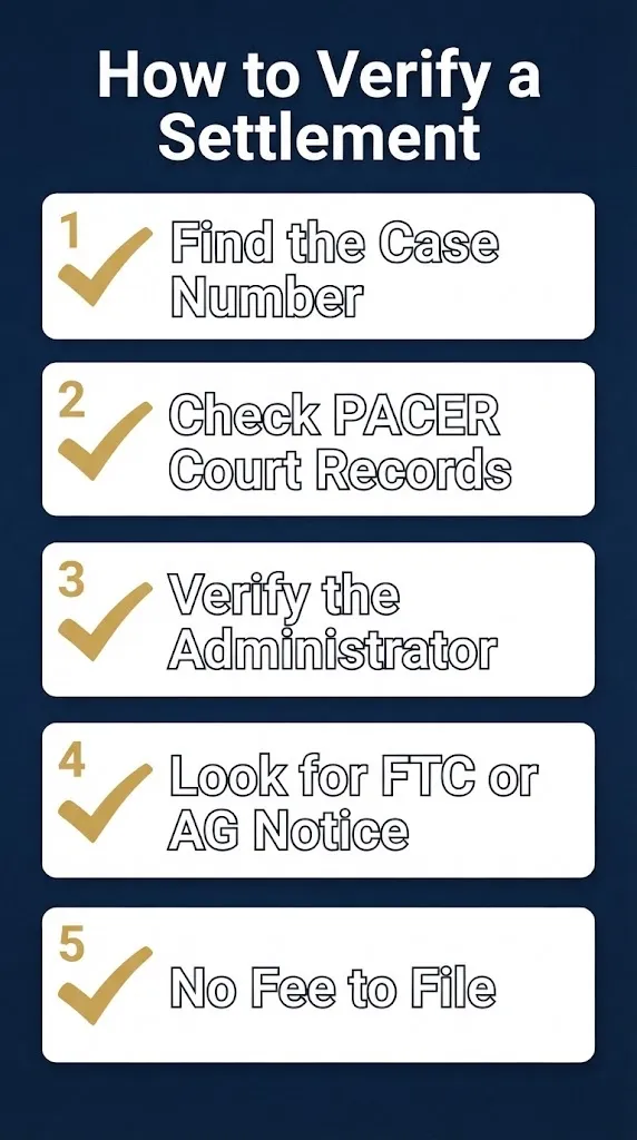 Checklist for verifying a class action settlement with five steps