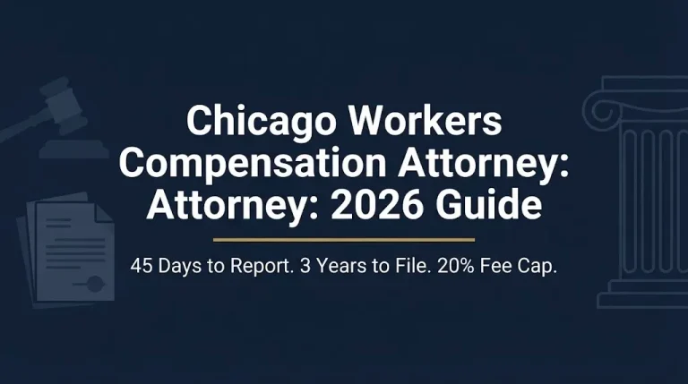 Chicago workers compensation attorney 2026 guide showing 45 day reporting deadline and 20 percent fee cap.
