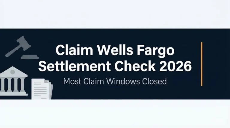 Claim Wells Fargo settlement check 2026 banner showing most claim windows closed status.