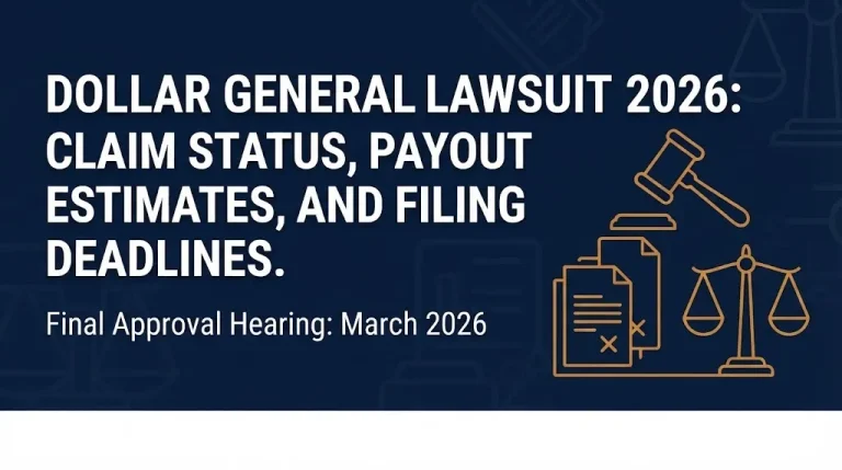 Dollar General lawsuit 2026 hero banner showing settlement status and March 2026 final approval hearing date.