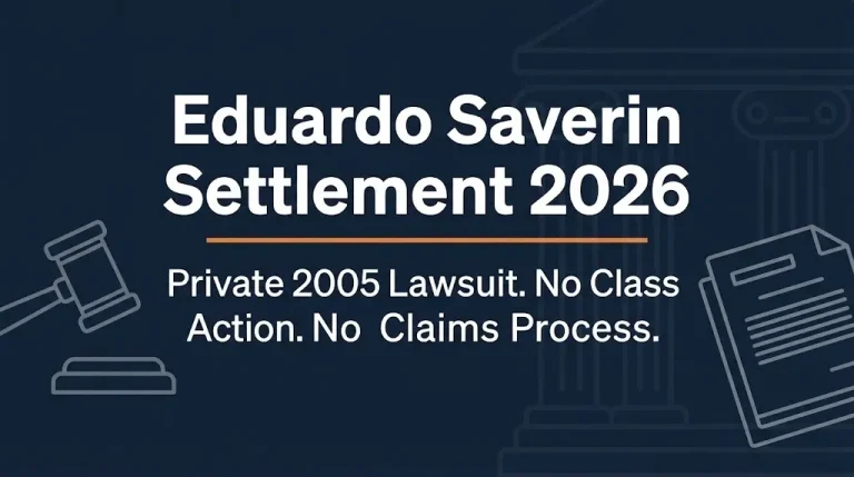 Eduardo Saverin settlement 2026 banner showing the case was a private lawsuit with no class action or claims process.