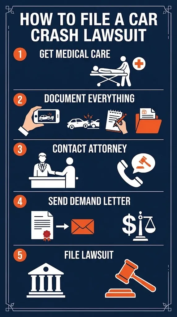 How to file a car crash lawsuit in five steps