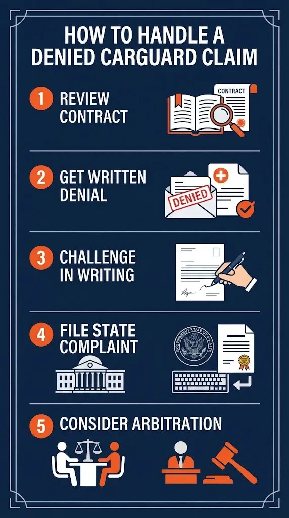 How to handle a denied CarGuard claim in five steps