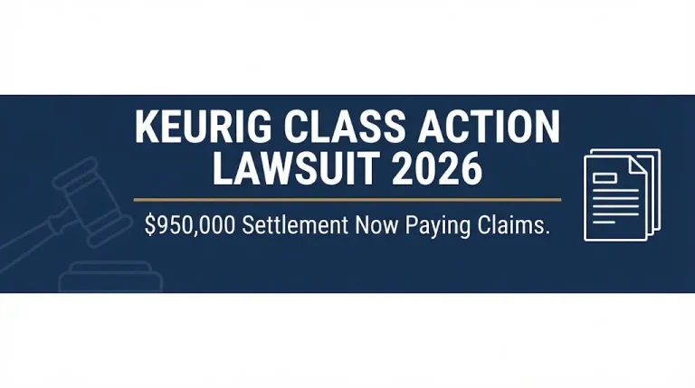 Keurig class action lawsuit 2026 banner showing the $950,000 K-Supreme settlement now paying claims.