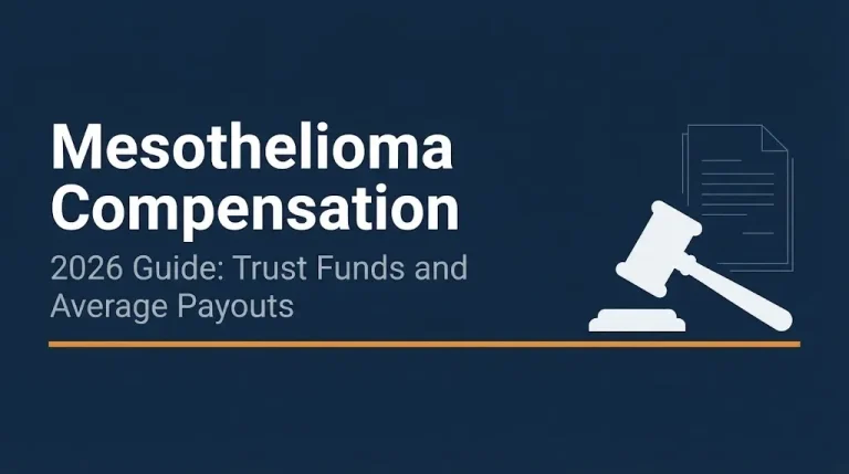 Mesothelioma compensation 2026 banner showing trust funds and payouts