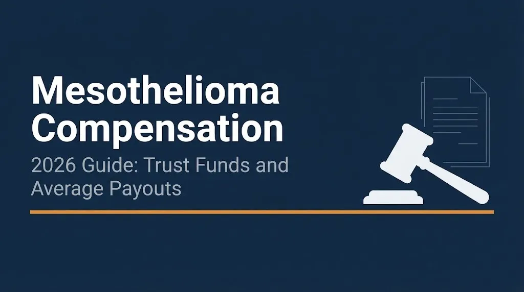 Mesothelioma compensation 2026 banner showing trust funds and payouts