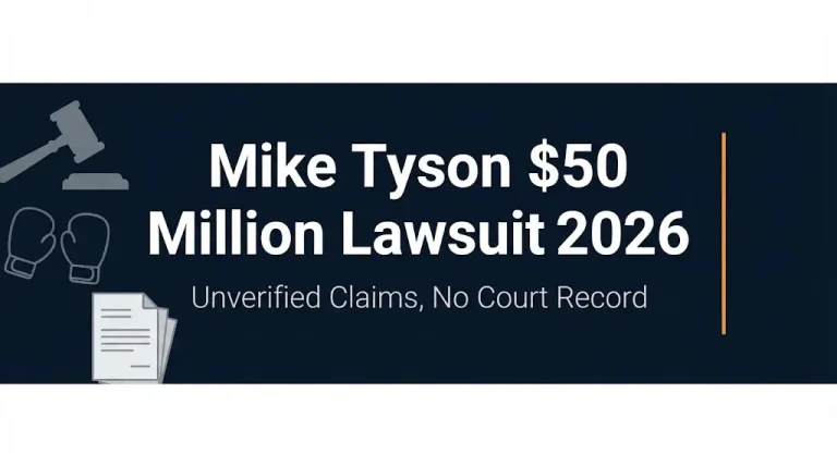 Mike Tyson $50 million lawsuit 2026 banner showing unverified claims and no court record.