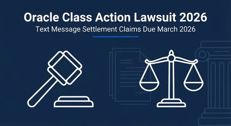 Oracle class action lawsuit 2026 status banner showing the text message settlement claim deadline of March 2026.