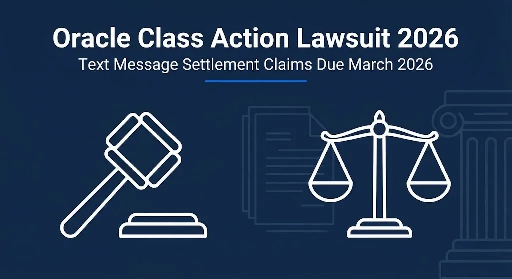 Oracle class action lawsuit 2026 status banner showing the text message settlement claim deadline of March 2026.