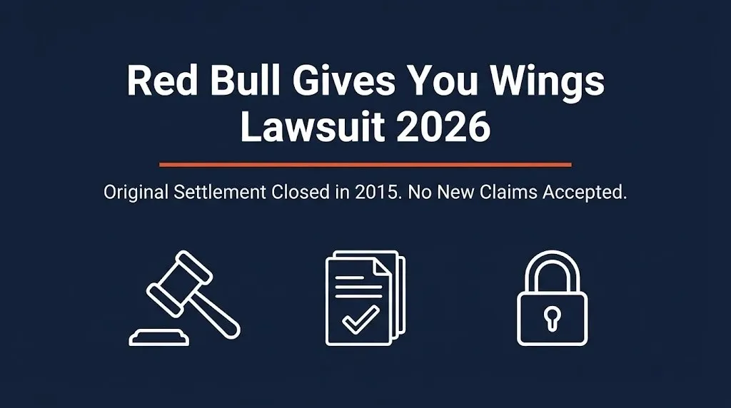 Red Bull gives you wings lawsuit 2026 banner confirming the settlement closed in 2015.