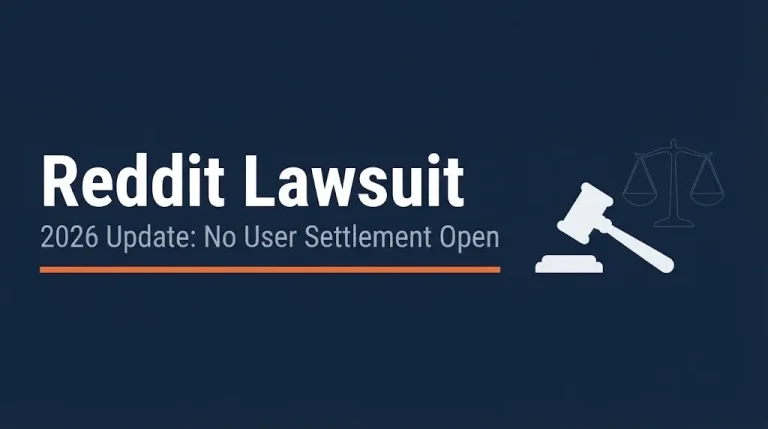 Reddit lawsuit 2026 banner showing no user settlement open