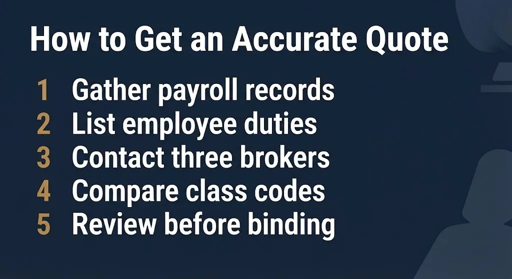 Step by step guide for getting an accurate workers compensation insurance quote.