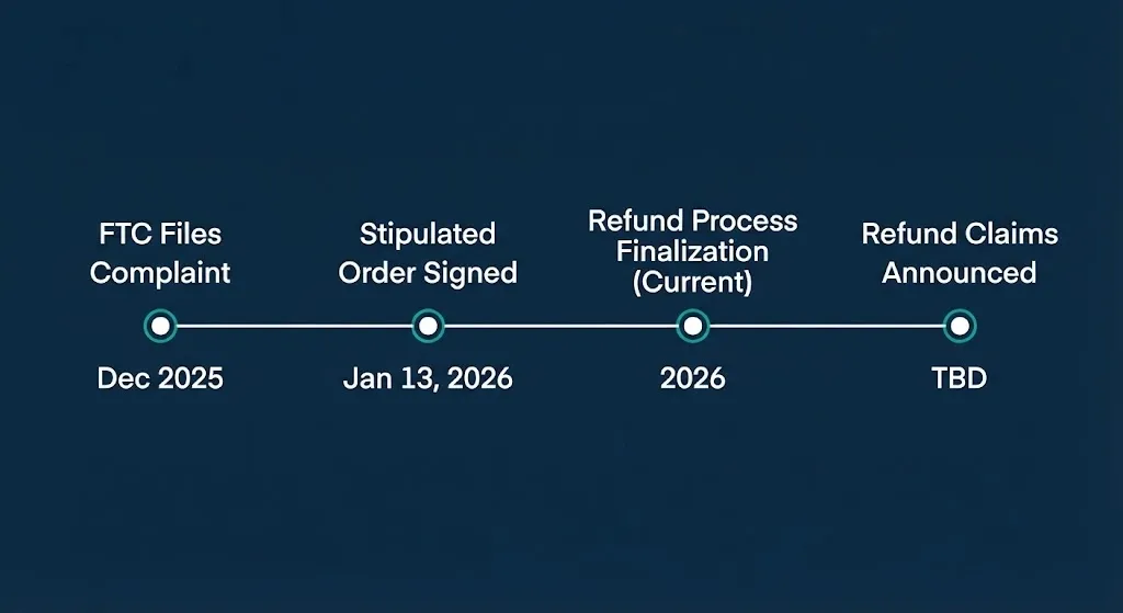 Timeline of the Instacart lawsuit 2026 settlement milestones from FTC filing through the pending refund announcement.