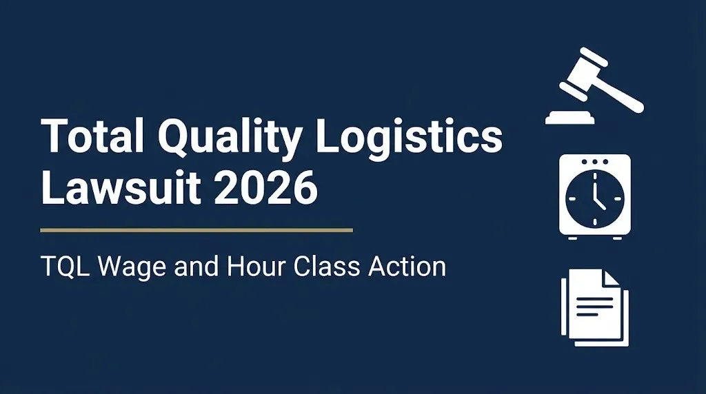 Total Quality Logistics lawsuit 2026 hero banner showing TQL wage and hour class action status.