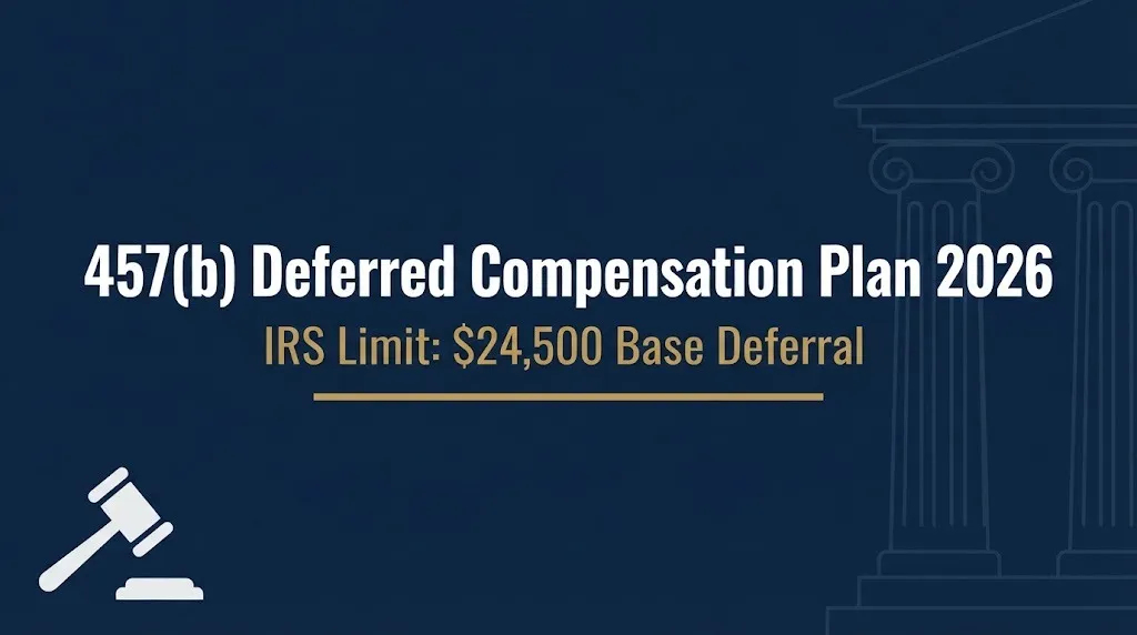 457(b) deferred compensation plan 2026 contribution limit infographic banner