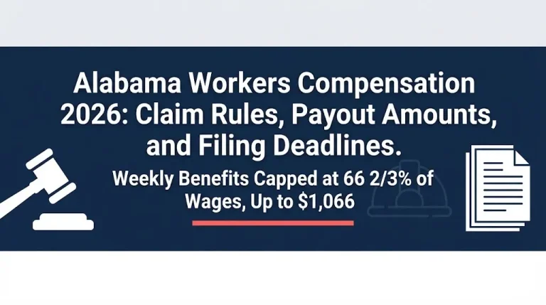 Alabama workers compensation 2026 guide showing benefit caps and filing deadline information.