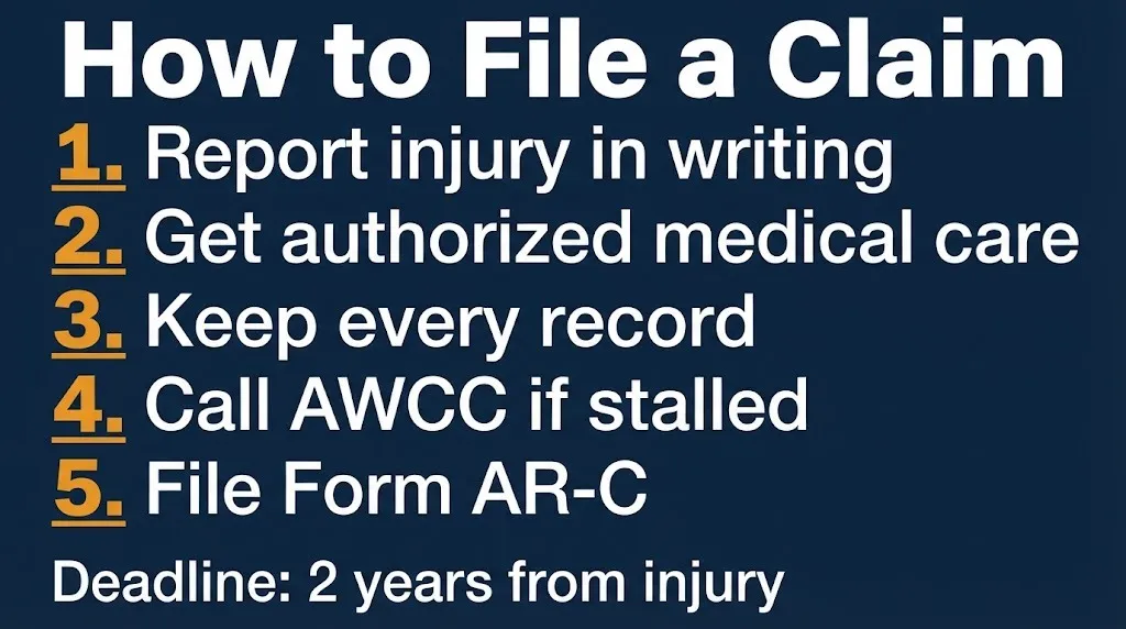 Arkansas workers compensation claim steps from reporting the injury to filing Form AR-C within two years