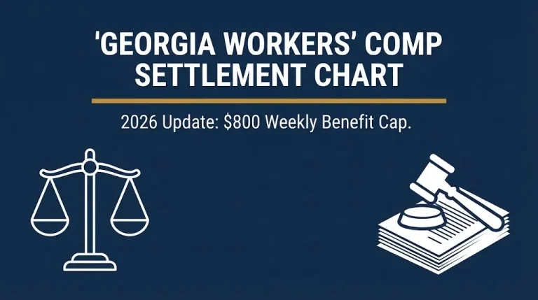 Banner for the Georgia workers' comp settlement chart showing the confirmed 2026 $800 weekly benefit cap.