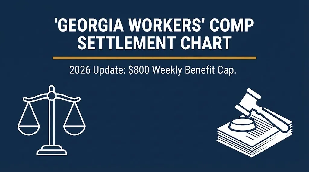 Banner for the Georgia workers' comp settlement chart showing the confirmed 2026 $800 weekly benefit cap.